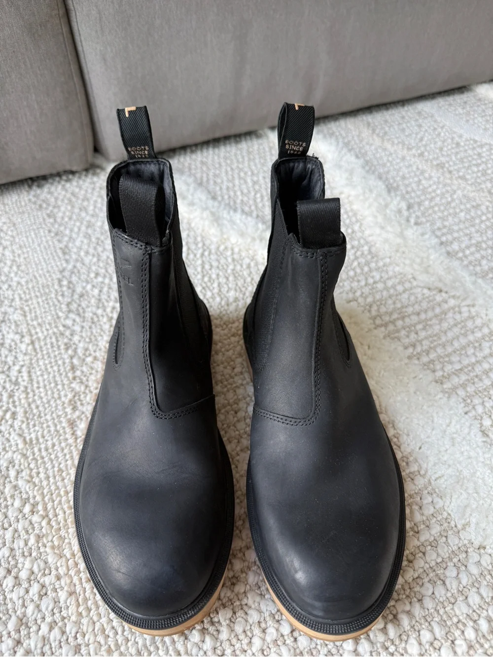 Sorel Black Chelsea Boots with Tan Outsole